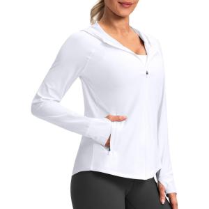 G Gradual Women’s UPF 50+ Sun Protection Hoodie Jacket Lightweight Zip Up Jackets Long Sleeve Shirts for Women Hiking Outdoor(A-white)