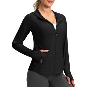 G Gradual Women’s UPF 50+ Sun Protection Hoodie Jacket Lightweight Zip Up Jackets Long Sleeve Shirts for Women Hiking Outdoor(Black)