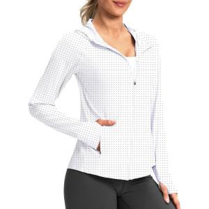 G Gradual Women’s UPF 50+ Sun Protection Hoodie Jacket Lightweight Zip Up Jackets Long Sleeve Shirts for Women Hiking Outdoor(Black Dot)