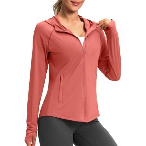 G Gradual Women’s UPF 50+ Sun Protection Hoodie Jacket Lightweight Zip Up Jackets Long Sleeve Shirts for Women Hiking Outdoor(Coral)