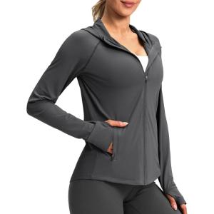 G Gradual Women’s UPF 50+ Sun Protection Hoodie Jacket Lightweight Zip Up Jackets Long Sleeve Shirts for Women Hiking Outdoor(Dark Grey)