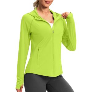 G Gradual Women’s UPF 50+ Sun Protection Hoodie Jacket Lightweight Zip Up Jackets Long Sleeve Shirts for Women Hiking Outdoor(Fluorescent Green)