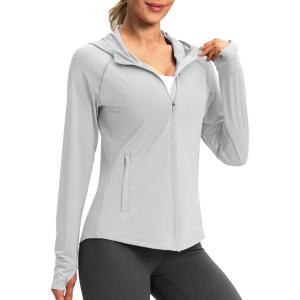 G Gradual Women’s UPF 50+ Sun Protection Hoodie Jacket Lightweight Zip Up Jackets Long Sleeve Shirts for Women Hiking Outdoor(Light Grey)