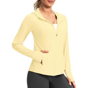 G Gradual Women’s UPF 50+ Sun Protection Hoodie Jacket Lightweight Zip Up Jackets Long Sleeve Shirts for Women Hiking Outdoor(Light Yellow)