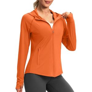 G Gradual Women’s UPF 50+ Sun Protection Hoodie Jacket Lightweight Zip Up Jackets Long Sleeve Shirts for Women Hiking Outdoor(Orange)