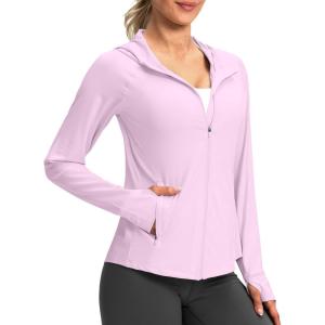 G Gradual Women’s UPF 50+ Sun Protection Hoodie Jacket Lightweight Zip Up Jackets Long Sleeve Shirts for Women Hiking Outdoor(Pink)