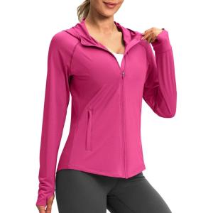 G Gradual Women’s UPF 50+ Sun Protection Hoodie Jacket Lightweight Zip Up Jackets Long Sleeve Shirts for Women Hiking Outdoor(Rose)