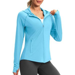 G Gradual Women’s UPF 50+ Sun Protection Hoodie Jacket Lightweight Zip Up Jackets Long Sleeve Shirts for Women Hiking Outdoor(Sky Blue)