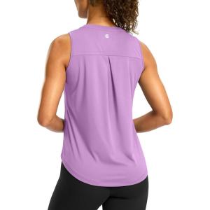 G Gradual Workout Tank Top for Women Sleeveless Athletic Yoga Tops High Neck Quick Dry Running Tennis Sports Shirts for Women(Light Purple)