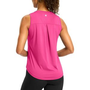 G Gradual Workout Tank Top for Women Sleeveless Athletic Yoga Tops High Neck Quick Dry Running Tennis Sports Shirts for Women(Magenta)