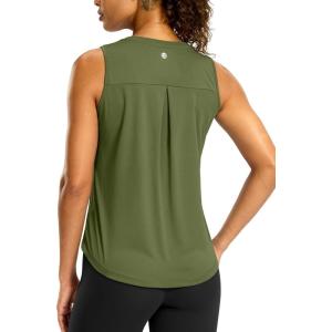G Gradual Workout Tank Top for Women Sleeveless Athletic Yoga Tops High Neck Quick Dry Running Tennis Sports Shirts for Women(Olive)