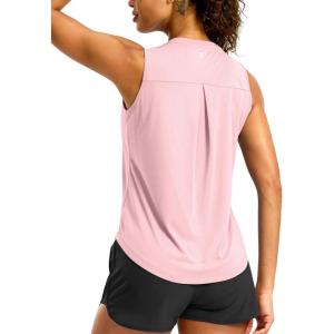 G Gradual Workout Tank Top for Women Sleeveless Athletic Yoga Tops High Neck Quick Dry Running Tennis Sports Shirts for Women(Pink)