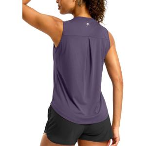 G Gradual Workout Tank Top for Women Sleeveless Athletic Yoga Tops High Neck Quick Dry Running Tennis Sports Shirts for Women(Purple Grey)