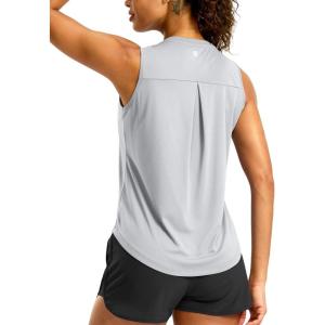 G Gradual Workout Tank Top for Women Sleeveless Athletic Yoga Tops High Neck Quick Dry Running Tennis Sports Shirts for Women(Silver Mist)