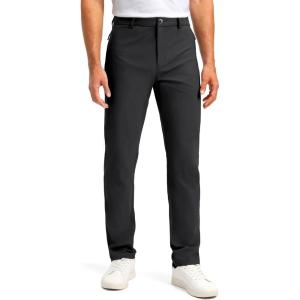 Men’s Golf Pants – 30″/32″/34″ Slim Fit Stretch Lightweight Dress Pants for Men with Zipper Pockets Casual Work(Black,W34 L30)