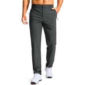 Men’s Golf Pants – 30″/32″/34″ Slim Fit Stretch Lightweight Dress Pants for Men with Zipper Pockets Casual Work(Dark Gray)