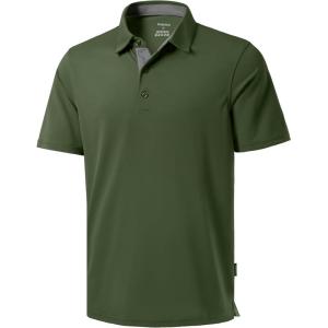 Men’s Golf Shirts Dry Fit Moisture Wicking Performance Short Sleeve Collared Polo Shirts for Casual Athletic Business(A-dark Green)