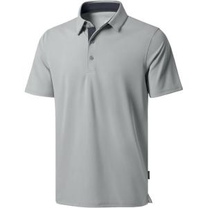 Men’s Golf Shirts Dry Fit Moisture Wicking Performance Short Sleeve Collared Polo Shirts for Casual Athletic Business(A-grey)