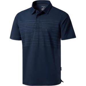 Men’s Golf Shirts Dry Fit Moisture Wicking Performance Short Sleeve Collared Polo Shirts for Casual Athletic Business(B-navy Coloured Lines)