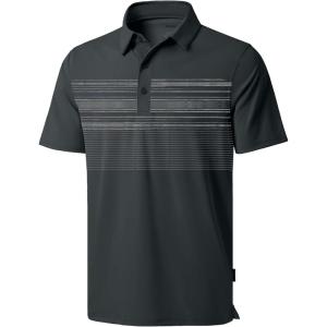 Men’s Golf Shirts Dry Fit Moisture Wicking Performance Short Sleeve Collared Polo Shirts for Casual Athletic Business(Deep Grey Stripes)
