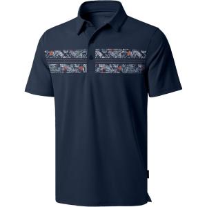 Men’s Golf Shirts Dry Fit Moisture Wicking Performance Short Sleeve Collared Polo Shirts for Casual Athletic Business(Navy Flower)