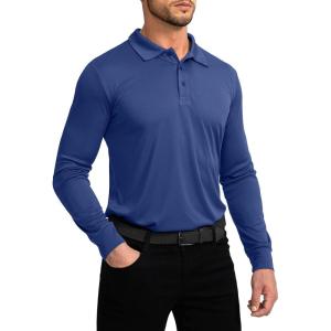 Men’s Polo Shirt Long Sleeve Golf Shirts Lightweight UPF 50+ Sun Protection Cool Shirts for Men Work Fishing Outdoor(Royal Blue)