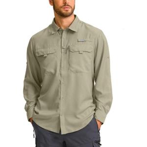 Men’s Sun Protection Fishing Shirt with Zipper Pockets Long Sleeve UPF 50+ UV Cooling Shirts for Men Hiking Travel(Sage Green)