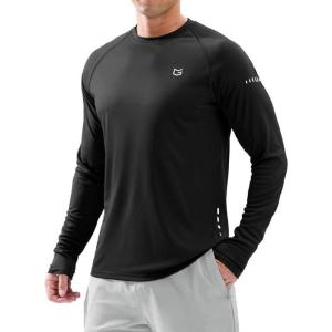 Men’s Sun Protection Long Sleeve Shirts UPF 50+ Rash Guard for Men SPF UV Fishing Hiking Running Workout Athletic Shirt(Black)