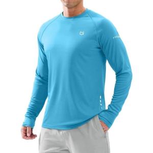 Men’s Sun Protection Long Sleeve Shirts UPF 50+ Rash Guard for Men SPF UV Fishing Hiking Running Workout Athletic Shirt(Blue)