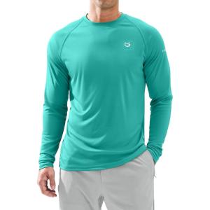 Men’s Sun Protection Long Sleeve Shirts UPF 50+ Rash Guard for Men SPF UV Fishing Hiking Running Workout Athletic Shirt(Bright Green)