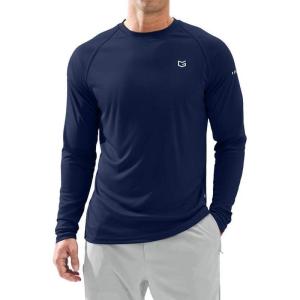 Men’s Sun Protection Long Sleeve Shirts UPF 50+ Rash Guard for Men SPF UV Fishing Hiking Running Workout Athletic Shirt(Dark Blue)