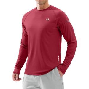 Men’s Sun Protection Long Sleeve Shirts UPF 50+ Rash Guard for Men SPF UV Fishing Hiking Running Workout Athletic Shirt(Dark Red)