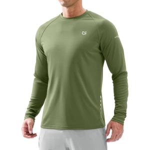 Men’s Sun Protection Long Sleeve Shirts UPF 50+ Rash Guard for Men SPF UV Fishing Hiking Running Workout Athletic Shirt(Olive)