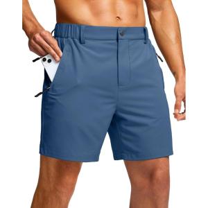 G Gradual Men’s Shorts 7″/ 5″/ 9″ Lightewight Casual Shorts for Men Hiking Golf Shorts with 3 Zipper Pockets(Blue)