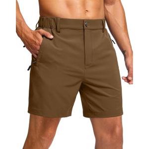 G Gradual Men’s Shorts 7″/ 5″/ 9″ Lightewight Casual Shorts for Men Hiking Golf Shorts with 3 Zipper Pockets(Dark Brown)