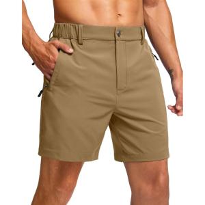 G Gradual Men’s Shorts 7″/ 5″/ 9″ Lightewight Casual Shorts for Men Hiking Golf Shorts with 3 Zipper Pockets(Dark Khaki)