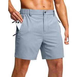 G Gradual Men’s Shorts 7″/ 5″/ 9″ Lightewight Casual Shorts for Men Hiking Golf Shorts with 3 Zipper Pockets(Light Grey)