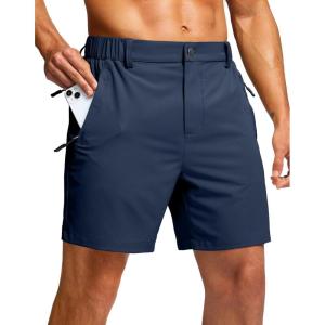G Gradual Men’s Shorts 7″/ 5″/ 9″ Lightewight Casual Shorts for Men Hiking Golf Shorts with 3 Zipper Pockets(Navy)