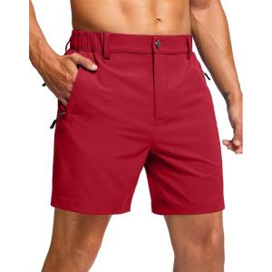 G Gradual Men’s Shorts 7″/ 5″/ 9″ Lightewight Casual Shorts for Men Hiking Golf Shorts with 3 Zipper Pockets(Red)