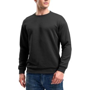 G Gradual Mens Sweatshirt Geometric Textured Crewneck Sweater Long Sleeves Casual Dressy Pullover Shirts(Black)