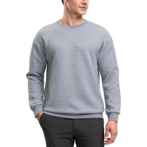 G Gradual Mens Sweatshirt Geometric Textured Crewneck Sweater Long Sleeves Casual Dressy Pullover Shirts(Heather Grey)