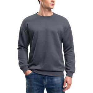 G Gradual Mens Sweatshirt Geometric Textured Crewneck Sweater Long Sleeves Casual Dressy Pullover Shirts(Metallic Grey)
