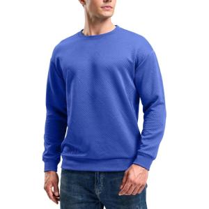 G Gradual Mens Sweatshirt Geometric Textured Crewneck Sweater Long Sleeves Casual Dressy Pullover Shirts(Vivid Blue)