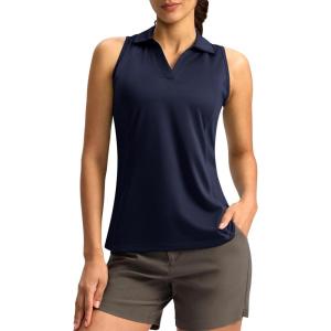 G Gradual Women’s Golf Shirt Sleeveless Lightweight V Neck Tennis Polo Shirts with Collar Quick Dry Athletic Tops for Women(Navy)