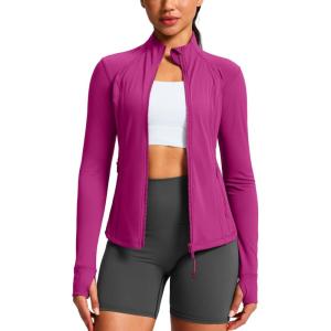 G Gradual Women’s Workout Jackets Extended Waist Length Slim Full Zip 4 Pockets Athletic Jacket Spring Running Yoga Clothes(Rose)