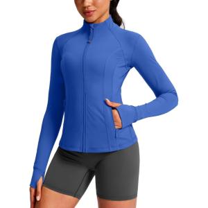 G Gradual Women’s Workout Jackets Extended Waist Length Slim Full Zip 4 Pockets Athletic Jacket Spring Running Yoga Clothes(Royal Blue)
