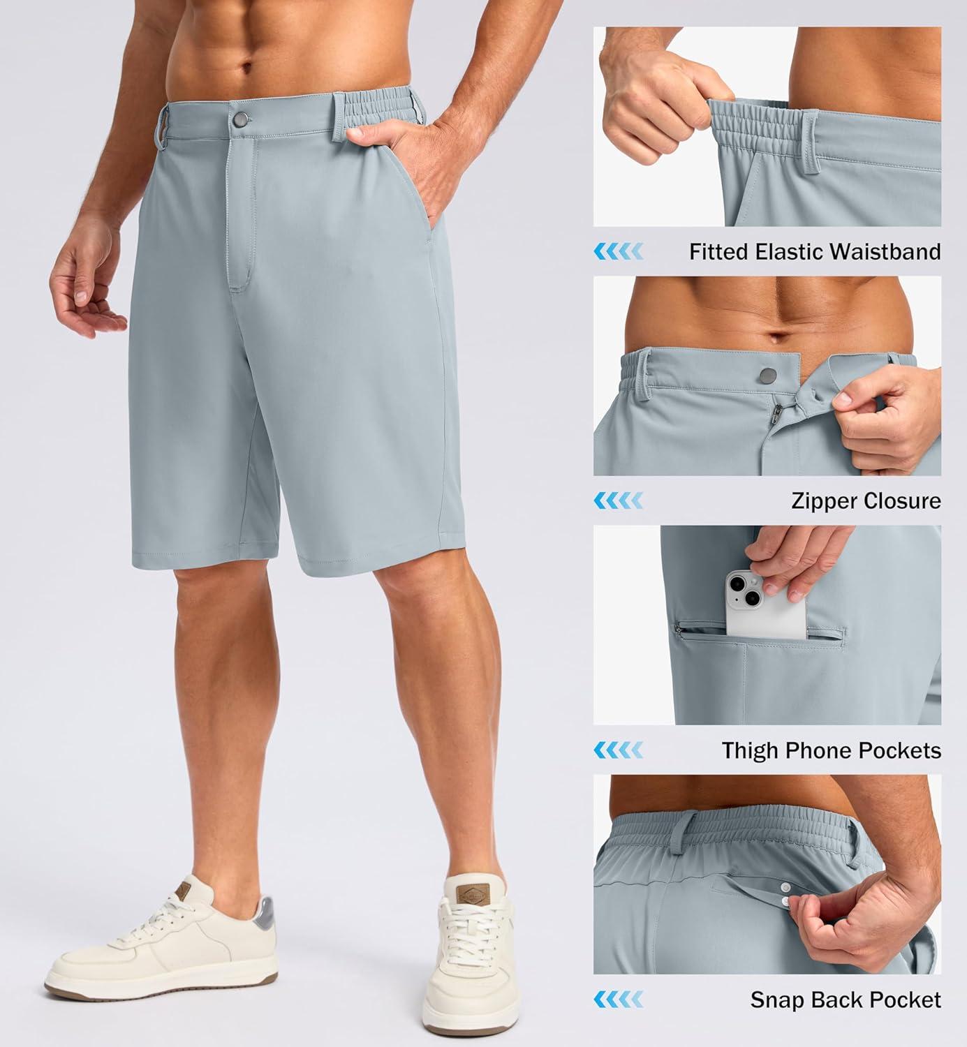 imageG Gradual Mens Casual Shorts 9quot Lightweight 4 Pockets Stretch QuickDry Summer Shorts for Golf Work Hiking Trips 9quot Light Grey 4XL