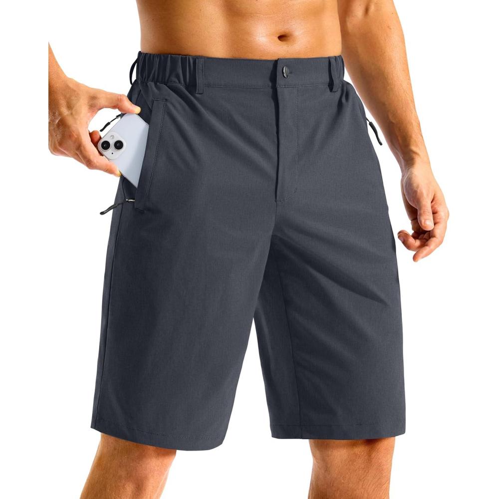 imageG GRADUAL Mens Shorts 11quot Lightweight Casual Golf Shorts for Men Hiking Work Outdoor Stretch QuickDry with 3 Zipper PocketsGrey