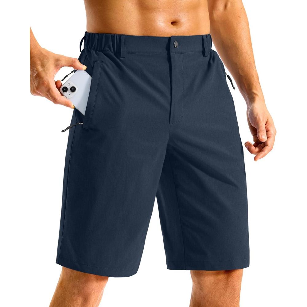 imageG GRADUAL Mens Shorts 11quot Lightweight Casual Golf Shorts for Men Hiking Work Outdoor Stretch QuickDry with 3 Zipper PocketsNavy