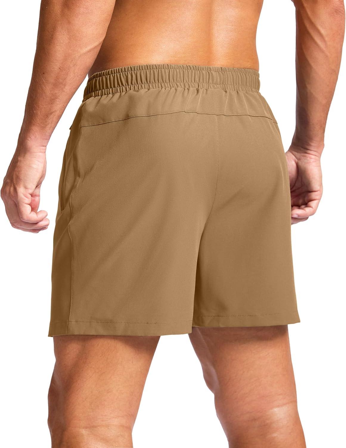 imageG Gradual Mens Athletic Running Shorts with Zipper Pockets Quick Dry 7 5 9 Workout Gym Shorts for Basketball HikingDark Khaki